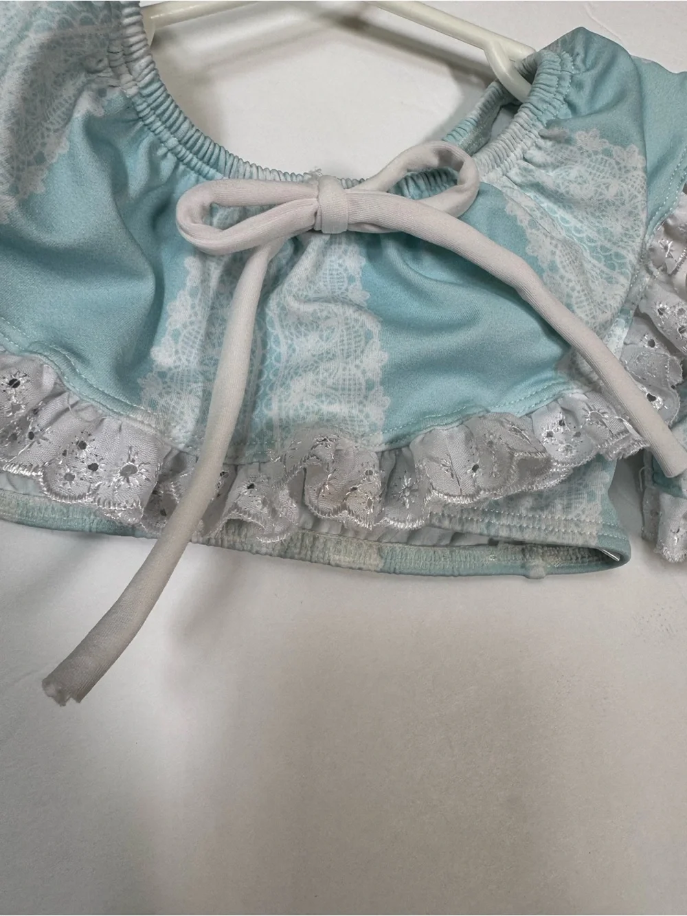 Well Dressed Wolf 2T Bikini Set Robin Egg Blue & Antique White Trim & Ties Girls